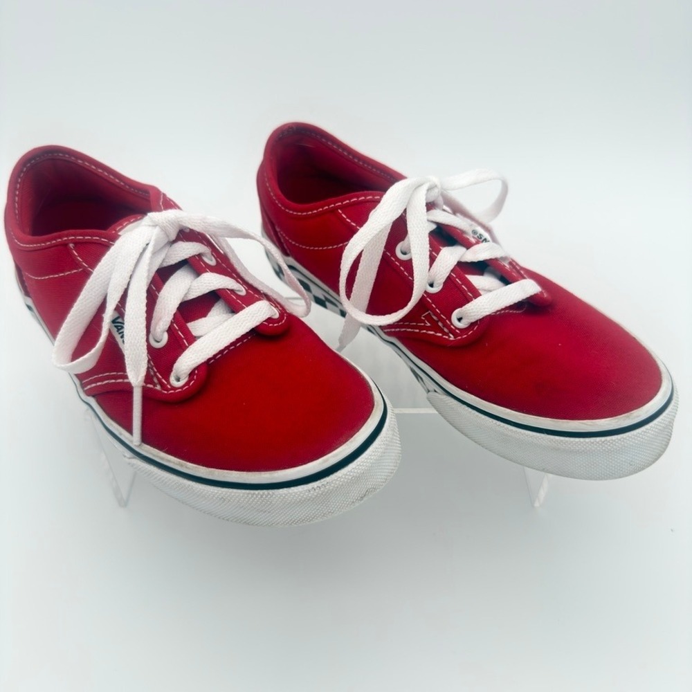 Vans Kids Red Checkerboard Sidewall Low Top Sneakers US Youth 2